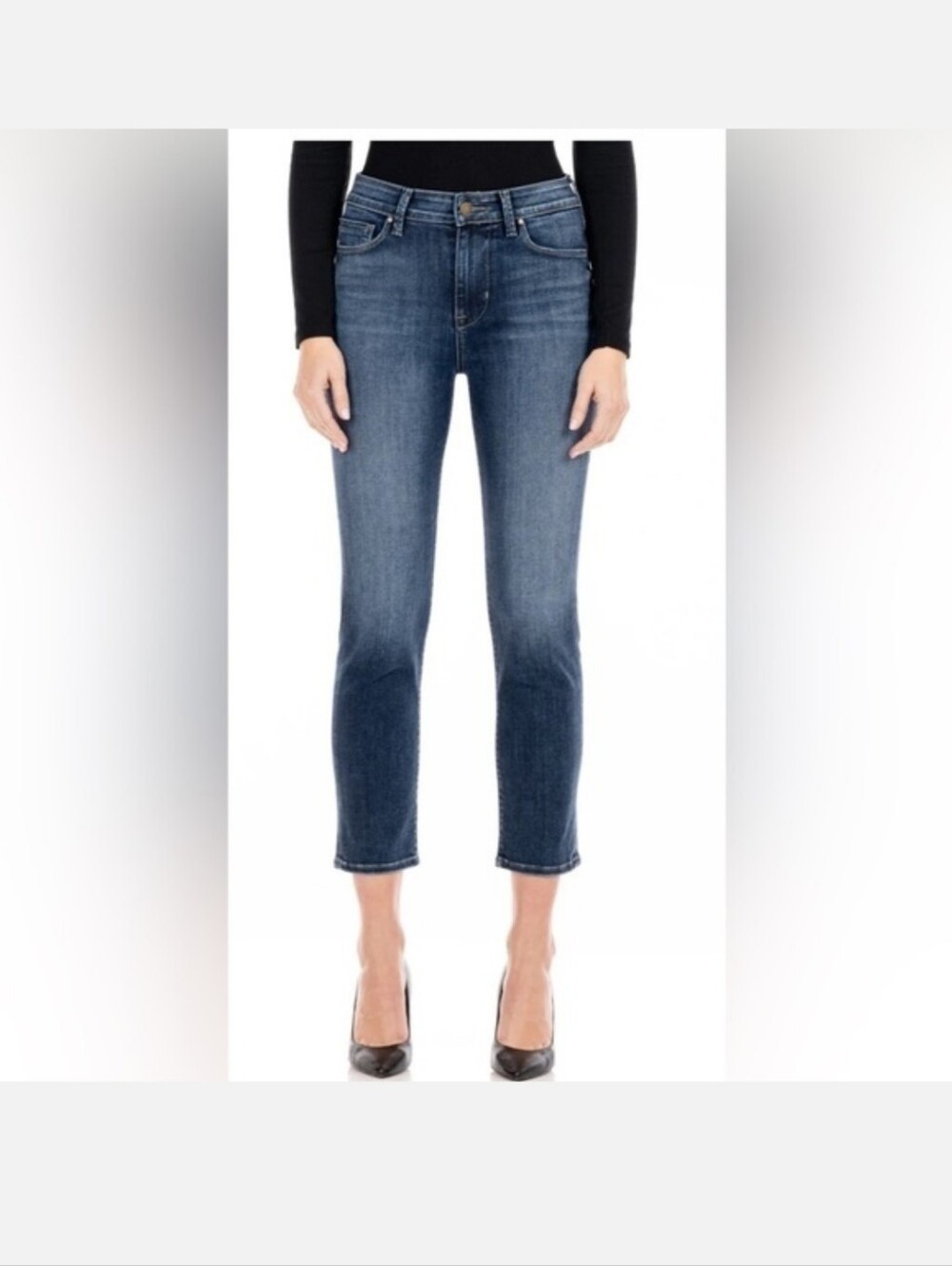 Fidelity Mid-Rise Cropped Straight Jeans in Dark Blue